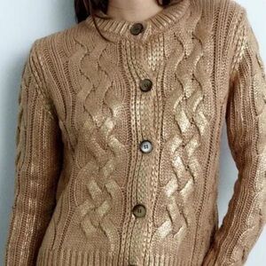 Zara Gold Cable Knit Cardigan